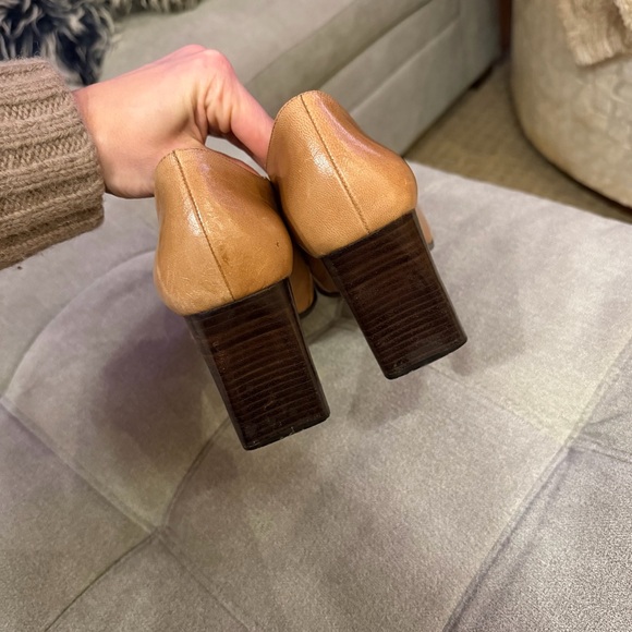 Vintage 90s y2k Nine West Square Toe Tan Ankle Heeled Boots 8.5 MCM leather 2000 - Picture 6 of 14